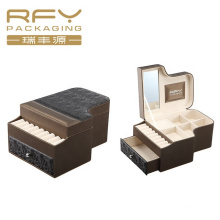 Luxury Custom Logo Packaging Jewelry Leather Boxes Organizer With Drawer